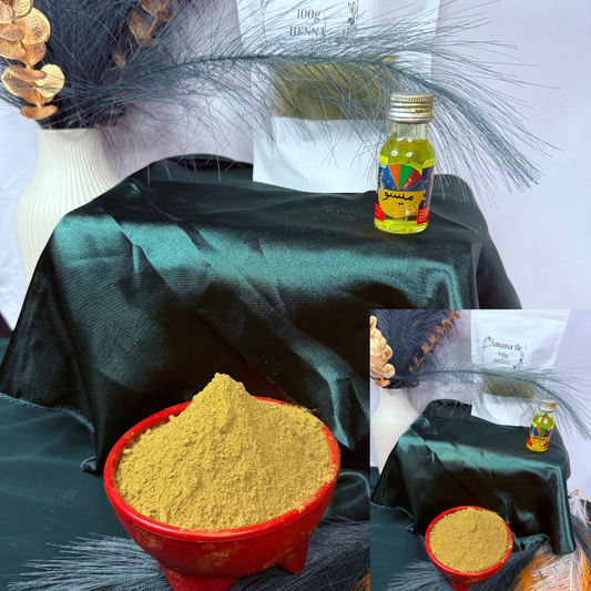 Triple-Sifted Rajasthani Henna Kit – 100g Deep Natural Stain for Body & Hair Includes Essential Oil & Herbal Tea Bag