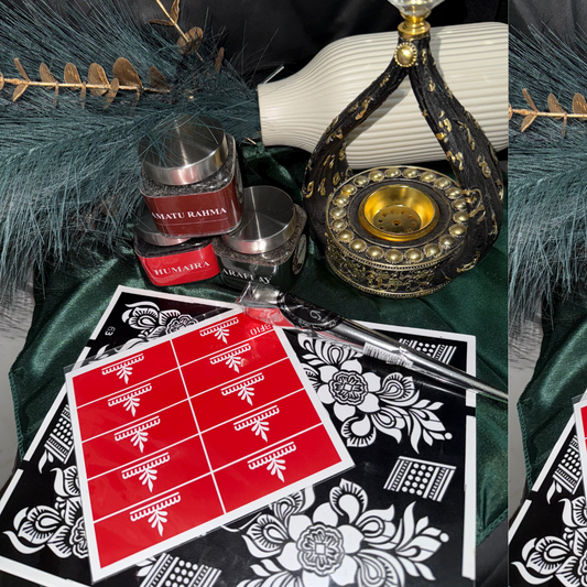 Amana Scent & Stain Gift Bundle-Bakhoor + Henna Paste + Stickers