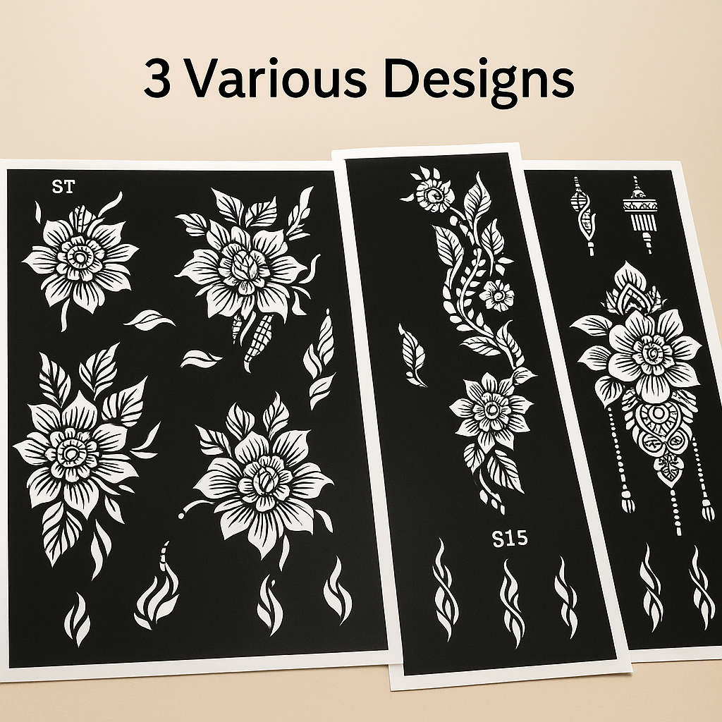 Reusable Henna Stencil Stickers Easy Application for Instant Henna | Perfect for Eid, Brides, Parties & Girls’ Nights