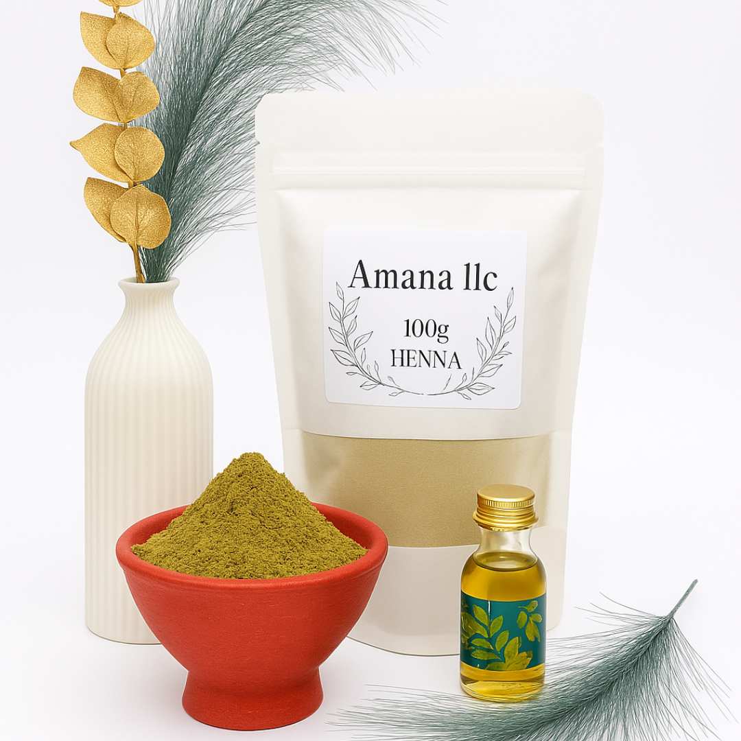 Triple-Sifted Rajasthani Henna Kit – 100g Deep Natural Stain for Body & Hair Includes Essential Oil & Herbal Tea Bag