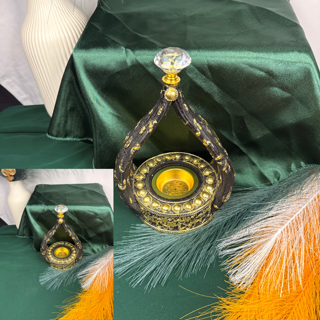 Luxury Bakhoor Burner Elegant Incense Holder for Charcoal, Resin & Frankincense  Perfect for Home & Prayer Space