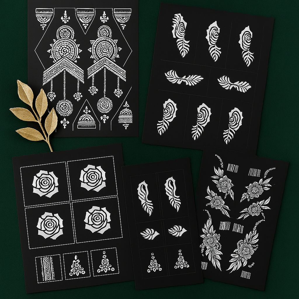 Reusable Henna Stencil Stickers  Easy Application for Instant Henna | Perfect for Eid, Brides, Parties & Girls’ Nights