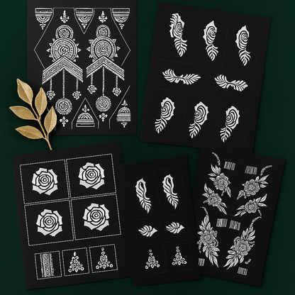 Reusable Henna Stencil Stickers  Easy Application for Instant Henna | Perfect for Eid, Brides, Parties & Girls’ Nights