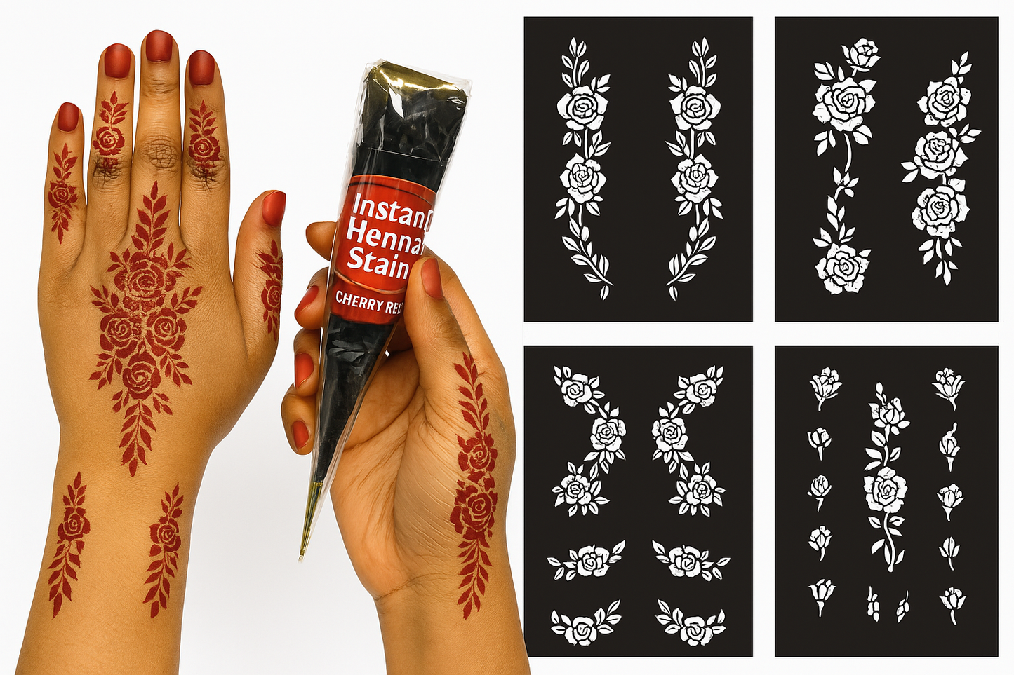 Reusable Henna Stencil Stickers  Easy Application for Instant Henna | Perfect for Eid, Brides, Parties & Girls’ Nights