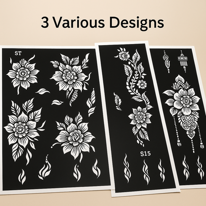 Reusable Henna Stencil Stickers  Easy Application for Instant Henna | Perfect for Eid, Brides, Parties & Girls’ Nights