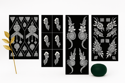 Reusable Henna Stencil Stickers  Easy Application for Instant Henna | Perfect for Eid, Brides, Parties & Girls’ Nights