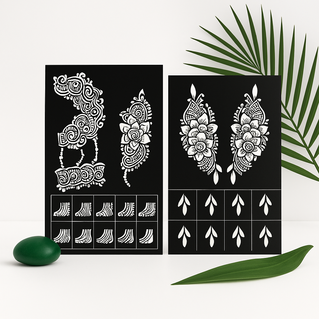 Reusable Henna Stencil Stickers  Easy Application for Instant Henna | Perfect for Eid, Brides, Parties & Girls’ Nights