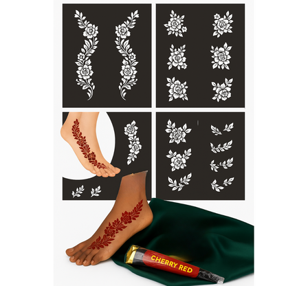 Reusable Henna Stencil Stickers  Easy Application for Instant Henna | Perfect for Eid, Brides, Parties & Girls’ Nights
