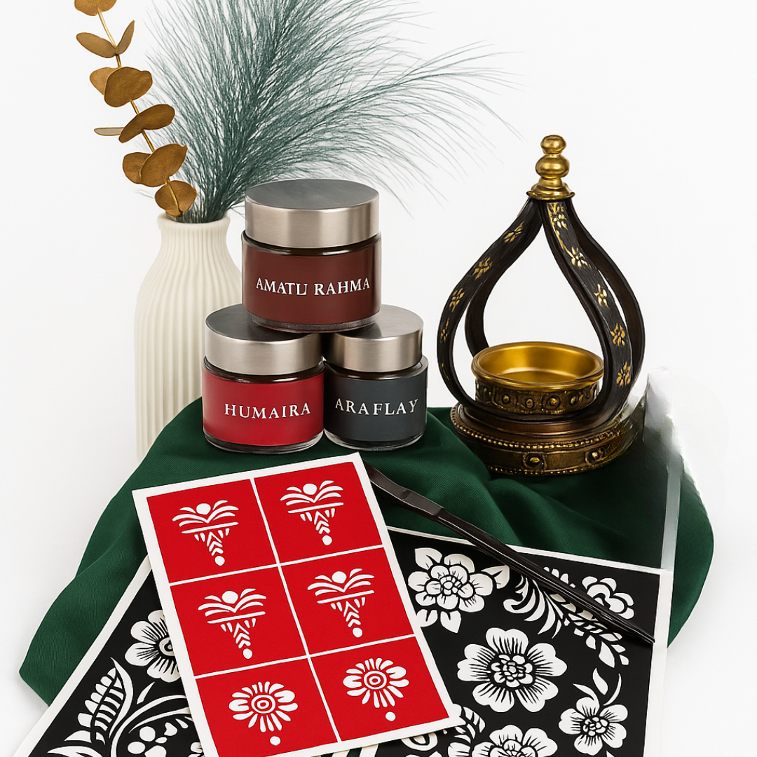Amana Scent & Stain Gift Bundle-Bakhoor + Henna Paste + Stickers