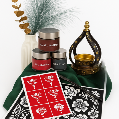 Amana Scent & Stain Gift Bundle-Bakhoor + Henna Paste + Stickers